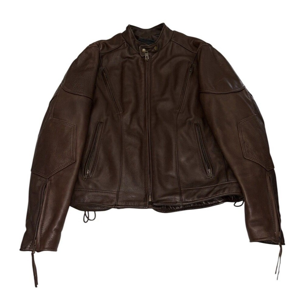 Walter Dyer Vintage Leather Jacket 42 USA Made Brown Biker Motorcycle Quilted